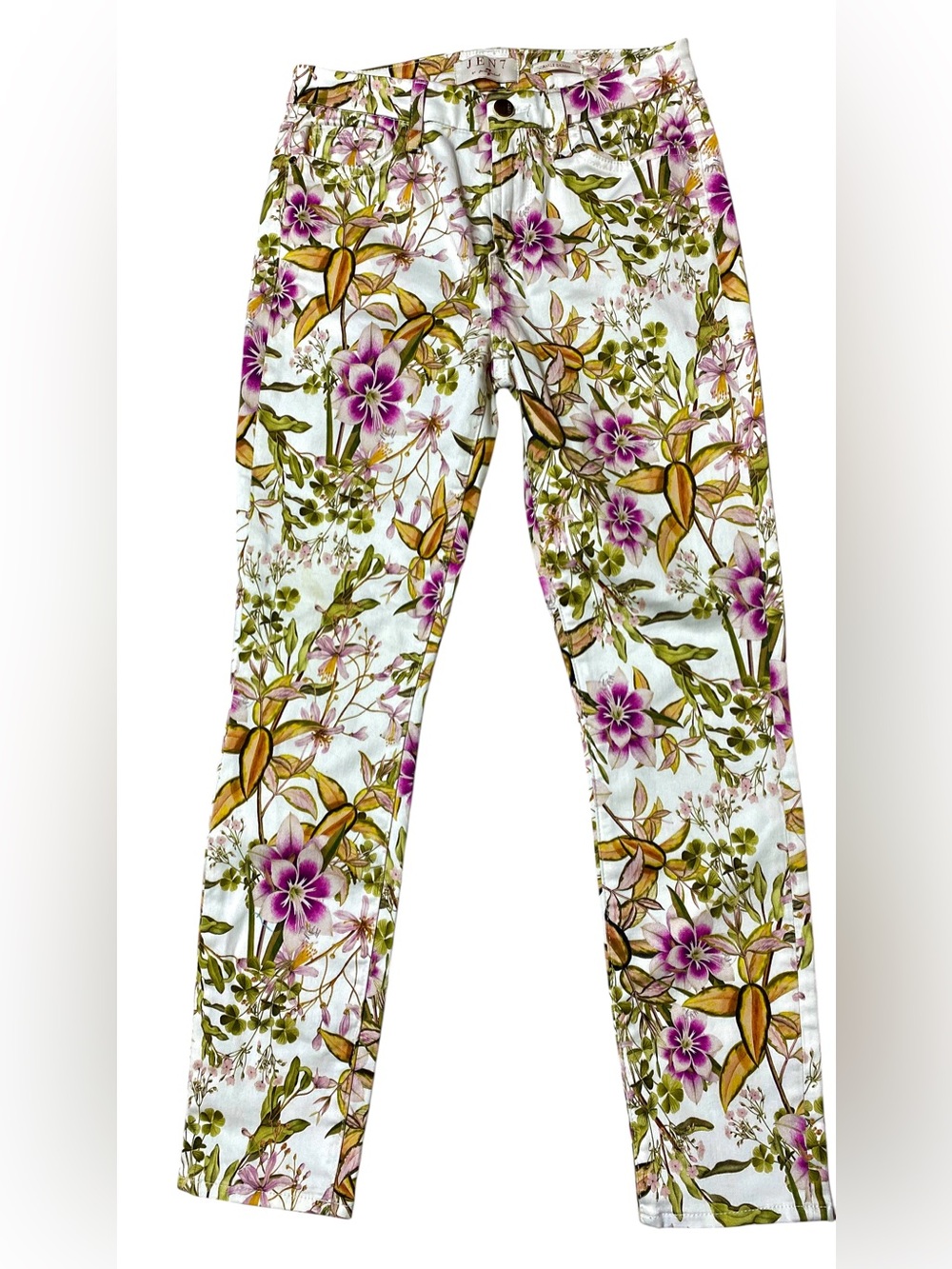 7 For All Mankind JEN 7 Ankle Skinny Floral Purple & Olive Print BNWOT! Sz. 2